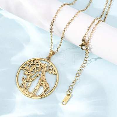 304 Stainless Steel Pendant Cable Chain Necklaces for Men Women NJEW-K308-03D-G-1