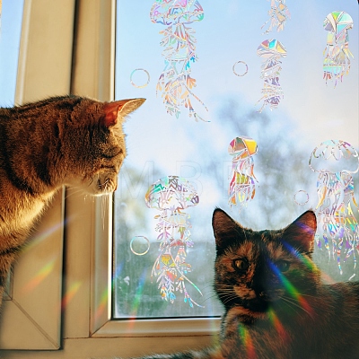 Jellyfish Rainbow Prism Electrostatic Window Stickers PW-WGD5262-01-1