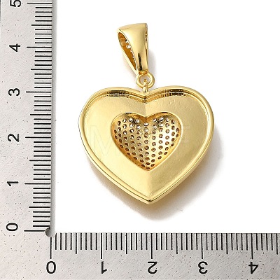 Heart Rack Plating Brass Micro Pave Clear Cubic Zirconia Pendant KK-U019-18G-02-1