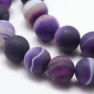 Natural Striped Agate/Banded Agate Bead Strands X-G-K166-12-6mm-02-1