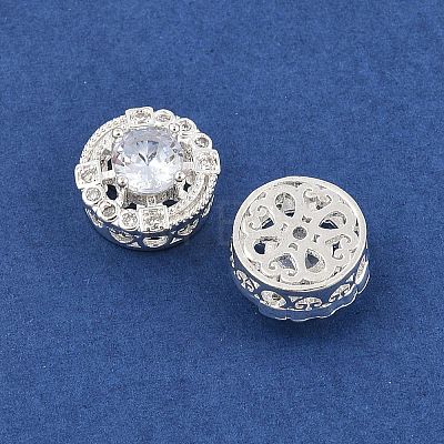 Rack Plating Brass Micro Pave Cubic Zirconia Beads KK-F879-10S-1