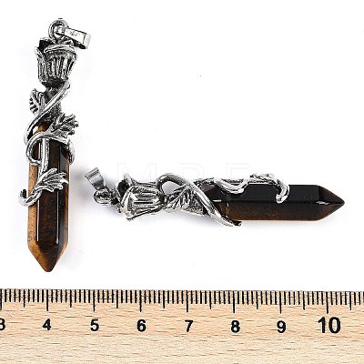 Natural Tiger Eye Faceted Double Termimal Pointed Big Pendants G-P547-03AS-02A-1