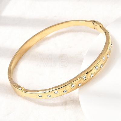 304 Stainless Steel Crystal Rhinestone Hinged Cuff Bangles for Women SA-CBAF851-05G-1