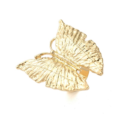 Butterfly Alloy Open Cuff Rings for Women RJEW-U006-06A-G-1