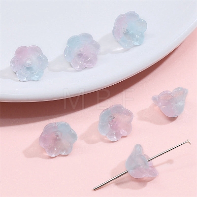 10Pcs Gradient Color Transparent Glass Bead Caps PW-WG464DA-31-1