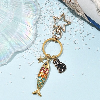Alloy & 304 Stainless Steel Enamel Keychains KEYC-YW00269-1