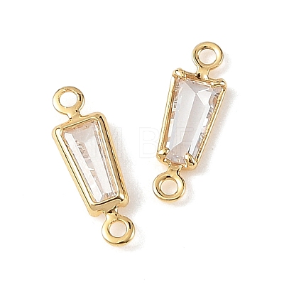 SHEGRACE Brass Pave Cubic Zirconia Trapezoid Connector Charms XGRQ2O049-444A-G-1
