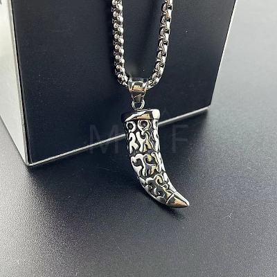 Punk Style Retro Stainless Steel Wolf Tooth Shape Pendant Fashion Necklaces for Men DX2037-1