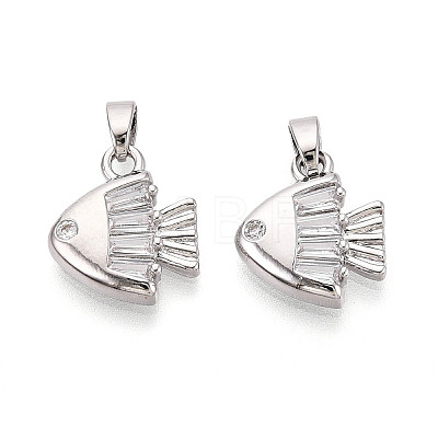 Brass Micro Pave Clear Cubic Zirconia Charms KK-N259-14P-1