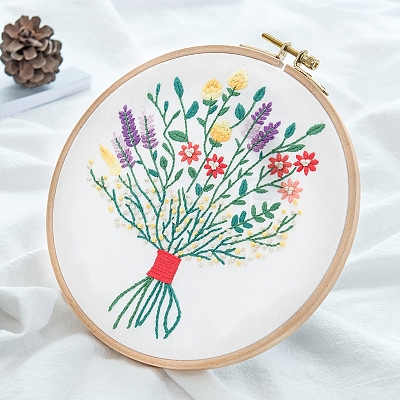 Flower Bouquet Pattern 3D Embroidery Starter Kits DIY-P077-042-1