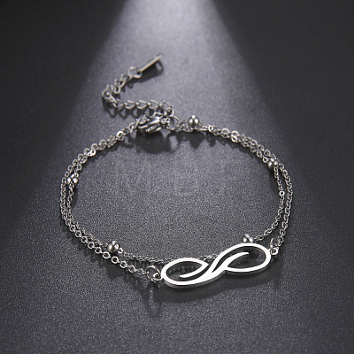 Infinity 304 Stainless Steel Double Layer Bracelets FS-WG70C3B-01-1