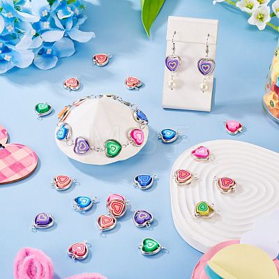 20Pcs Polymer Clay Heart & CCB Heart Frame Links Connector Charms CLAY-TADJ0001-04-1