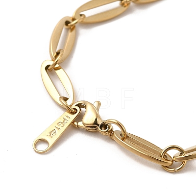 Ion Plating(IP) 304 Stainless Steel Oval Link Chain Bracelet for Women BJEW-G667-03G-1
