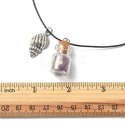 Glass Bottle & Alloy Shell Pendant Necklace NJEW-FZ00016-1