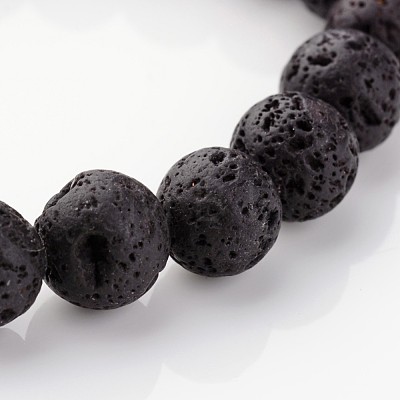 Natural Lava Rock Beads Stretch Bracelets X-BJEW-JB02411-1