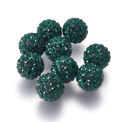 Round Polymer Clay Mideast Rhinestone Pave Beads X-RB-B029-2G-1