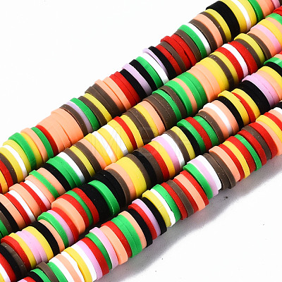Handmade Polymer Clay Beads Strands CLAY-R089-8mm-149-1