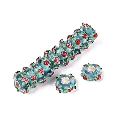 3D Lampwork & Brass Core European Beads FOIL-Q004-01B-1