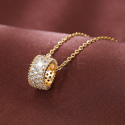 Brass Micro Pave Clear Cubic Zirconia Column Pendant Necklaces for Women WG8FC33-01-1