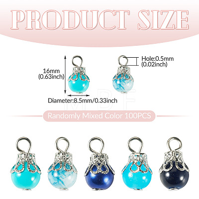100Pcs Mixed Styles Glass Pendants PALLOY-TADJ00007-1