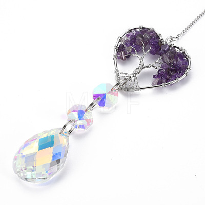 Natural Amethyst Big Pendants G-N333-008J-1