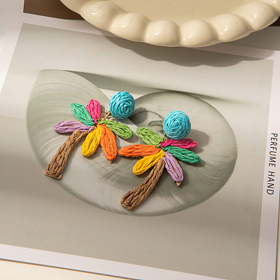 Raffia Dangle Stud Earrings WGDAA6F-04-1