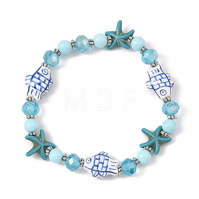 Natural Howlite Beaded Bracelets BJEW-JB14227-1
