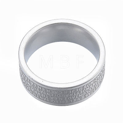 201 Stainless Steel Cross Scriptures Plain Band Ring for Women RJEW-N043-01P-1