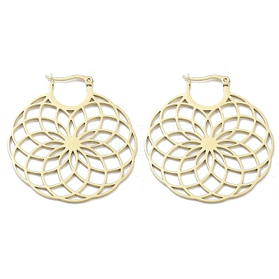 304 Stainless Steel Hollow Flower Hoop Earrings for Women EJEW-R156-06G-1