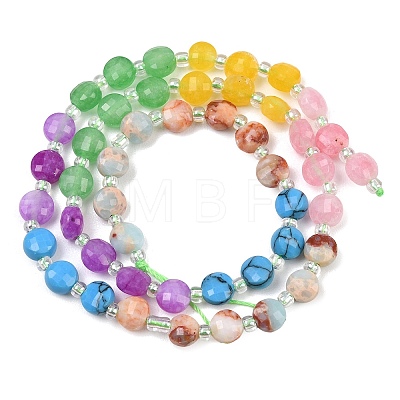 Dyed Natural White Jade & Synthetic Turquoise & Shoushan Stone & Red Netstone Beads Strands G-Z135-B07-1