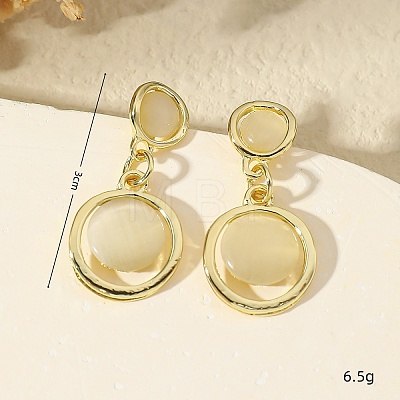 Alloy Cat Eye Flat Round Dangle Stud Earrings DU6919-1