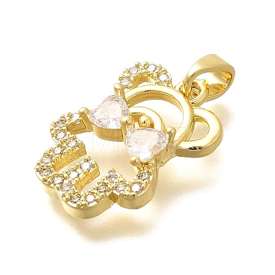 Rack Plating Brass Micro Pave Clear Cubic Zirconia Pendants KK-M309-39F-G-1