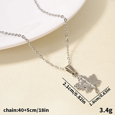 304 Stainless Steel Maple Leaf Pendant Necklaces for Women WG7180D-01-1