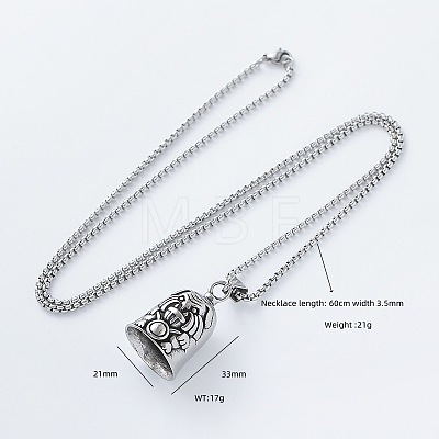 Viking Dog Guardian Bell 304 Stainless Steel Pendant Box Chain Necklaces for Men Women HU1943-1