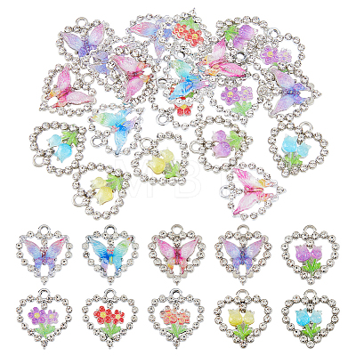 20Pcs 10 Styles Alloy Glass Pendants DIY-HS0002-04-1