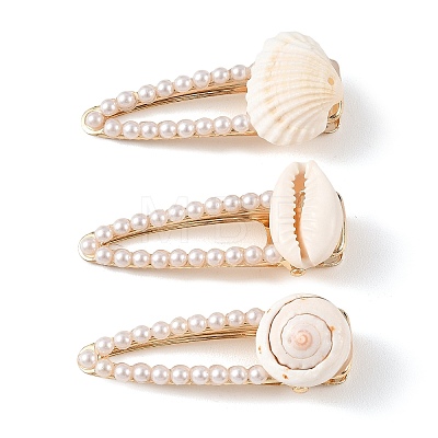 3Pcs 3 Styles Natural Shell Alligator Hair Clips PHAR-TA000012-1