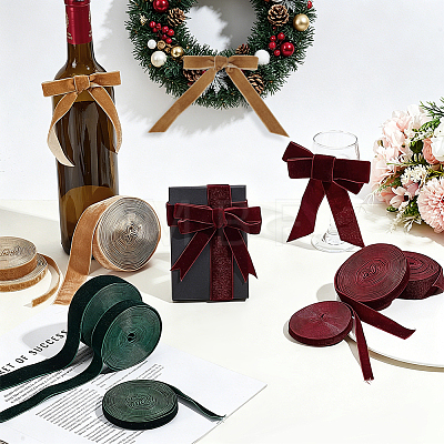 9Rolls 9 Colors Nylon Velvet Ribbon OCOR-PH0036-46-1