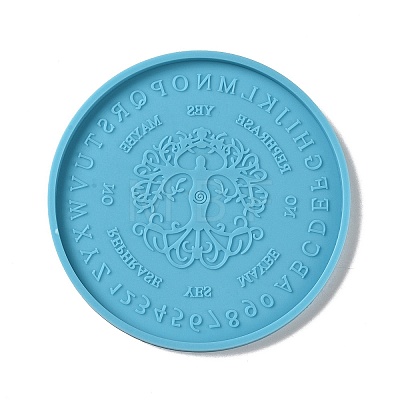 Tarot Theme DIY Flat Round Divination Coaster Food Grade Silicone Molds DIY-G083-02E-1