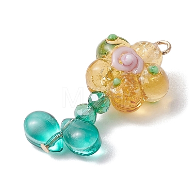 Flower Glass Pendants PALLOY-TA00144-1