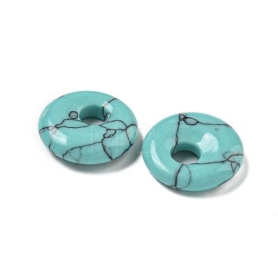 Synthetic Turquoise Donut/Pi Disc Charms G-G142-02O-1