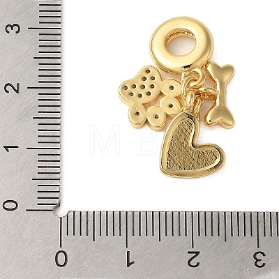 Rack Plating Brass Micro Pave Clear Cubic Zirconia European Dangle Charms KK-P279-30G-1