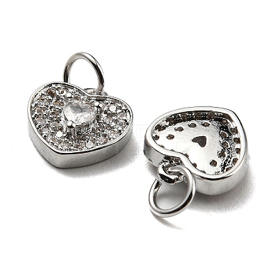 Brass Micro Pave Clear Cubic Zirconia Charms KK-G472-01P-1