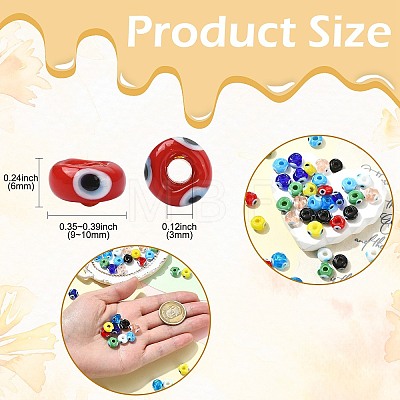 45Pcs 9 Colors Handmade Evil Eye Lampwork Beads LAMP-CJ0003-11-1