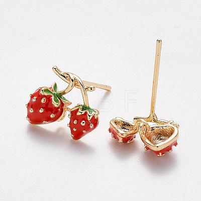 Brass Enamel Ear Studs X-KK-T049-02G-NF-1