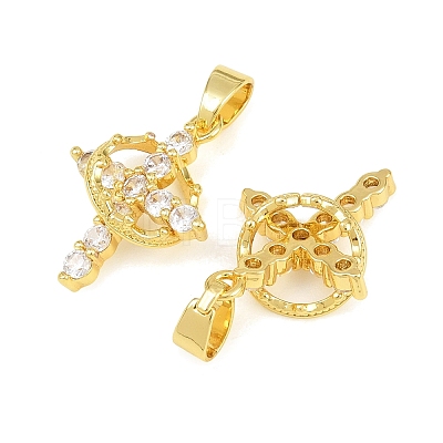 Brass Pave Clear Cubic Zirconia Pendants KK-CBA6A75-55B-G-1