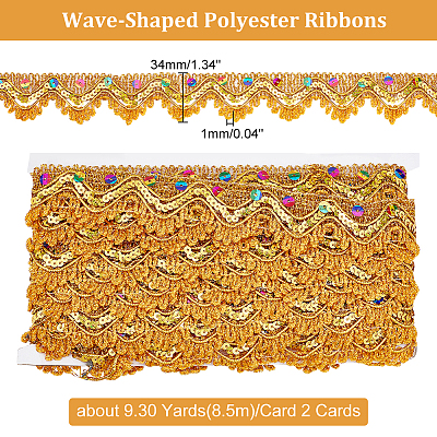   2 Cards Wave-Shaped Polyester Ribbons OCOR-PH0001-89A-1