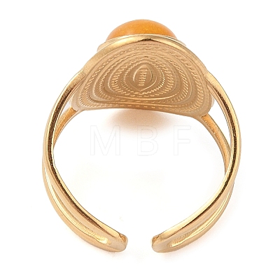 Oval Natural Agate Finger Rings RJEW-Z057-14G-05-1