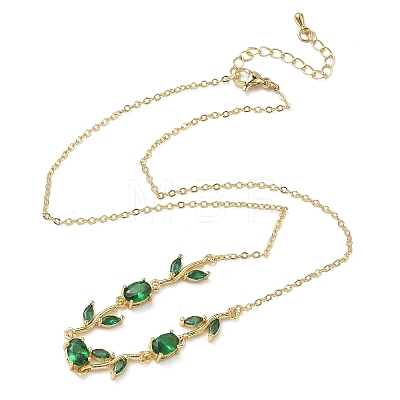 Brass Pave Cubic Zirconia Rose Flower Link Cable Chain Necklaces for Women NJEW-C121-05B-08G-1