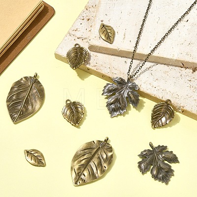 20Pcs 4 Styles Tibetan Style Alloy Leaf Pendants TIBEP-YW0002-39-1