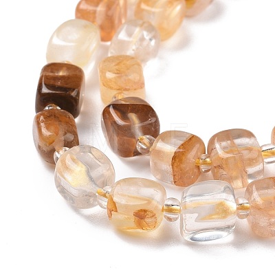 Natural Yellow Hematoid Quartz/Golden Healer Quartz Beads Strands G-K323-10-1